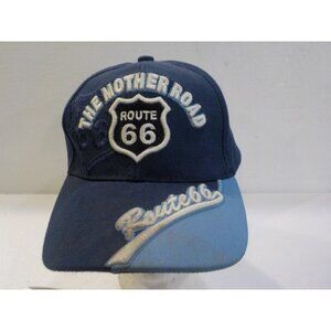 Route 66 The Mother Road Embroidered Blue/White Strap Back Hat Ball Cap OSFA